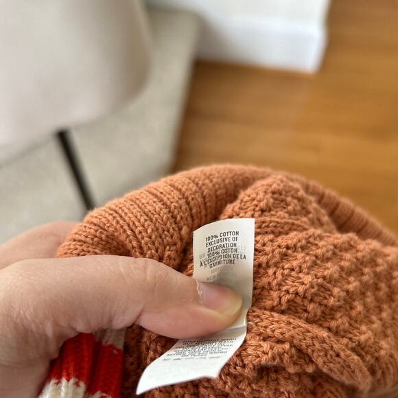 Aerie Burnt Orange Brown Waffle Oversize Varsity Stripe Cardigan - Picture 5 of 7